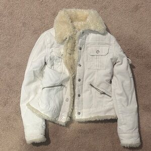 White Faux Fur Lined Jacket